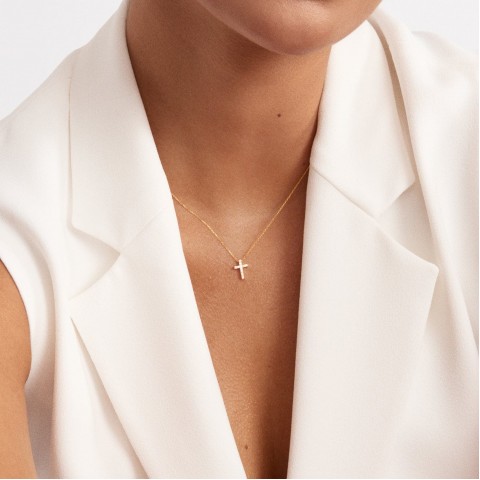 Колие кръст с диаманти Diamond Cross