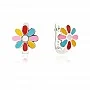 Детски сребърни обеци Rainbow Daisy