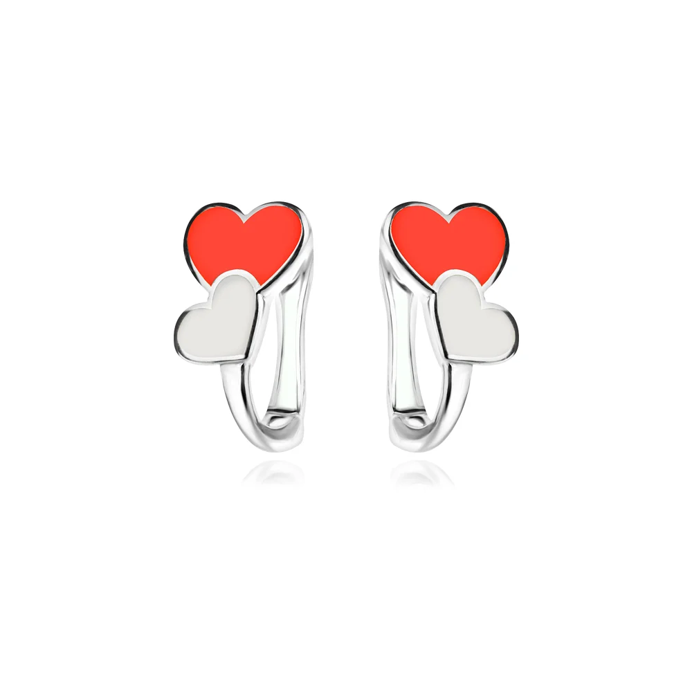 Детски сребърни обеци Heart Duo - ДЕТСКИ ОБЕЦИ (Златни и сребърни бижута)