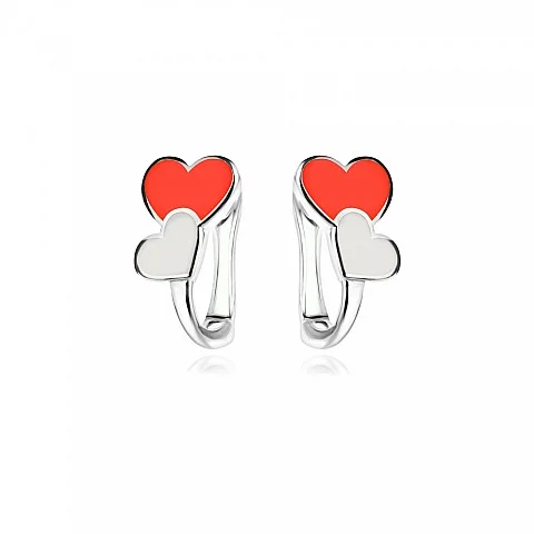 Детски сребърни обеци Heart Duo