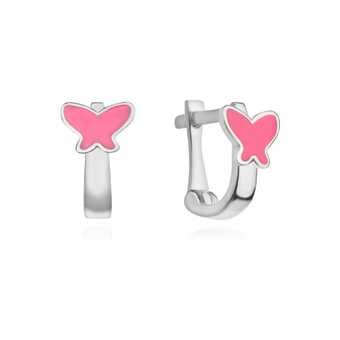 Детски сребърни обеци Pink Butterfly Детски сребърни обеци Pink Butterfly