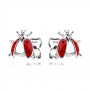 Детски сребърни обеци Red Ladybug