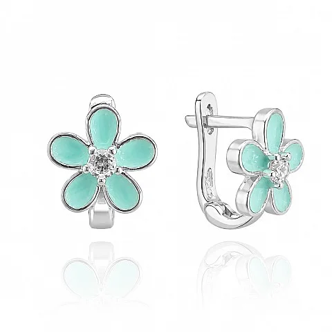 Детски сребърни обеци Aqua Bloom