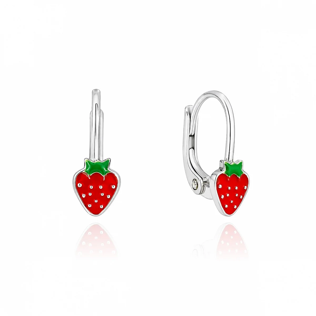 Детски сребърни обеци Strawberry - ДЕТСКИ ОБЕЦИ (Златни и сребърни бижута)