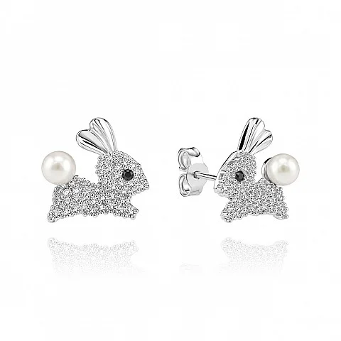 Детски сребърни обеци Sweet Rabbit