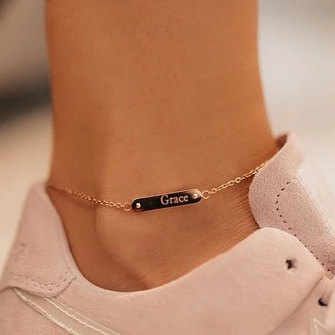 Сребърна гривна за крак Custom Name