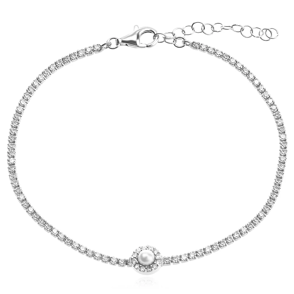 Сребърна гривна Pearl Glow - ДАМСКИ ГРИВНИ (Златни и сребърни бижута)