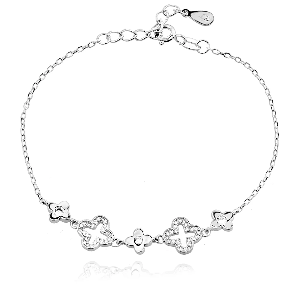 Сребърна гривна Rose Clover - ДАМСКИ ГРИВНИ (Златни и сребърни бижута)