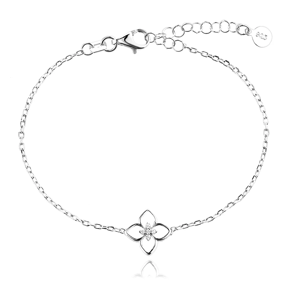 Сребърна гривна Four Petals - ДАМСКИ ГРИВНИ (Златни и сребърни бижута)