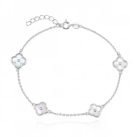 Сребърна гривна Pearl Flower