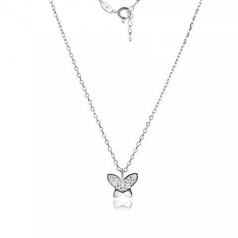 Сребърно колие Butterfly Shine