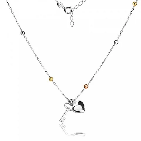 Сребърно колие Heartkey