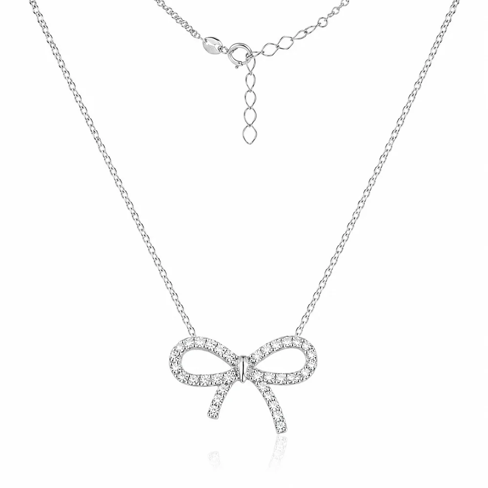 Сребърно колие Crystal Bow - КОЛИЕТА (Златни и сребърни бижута)