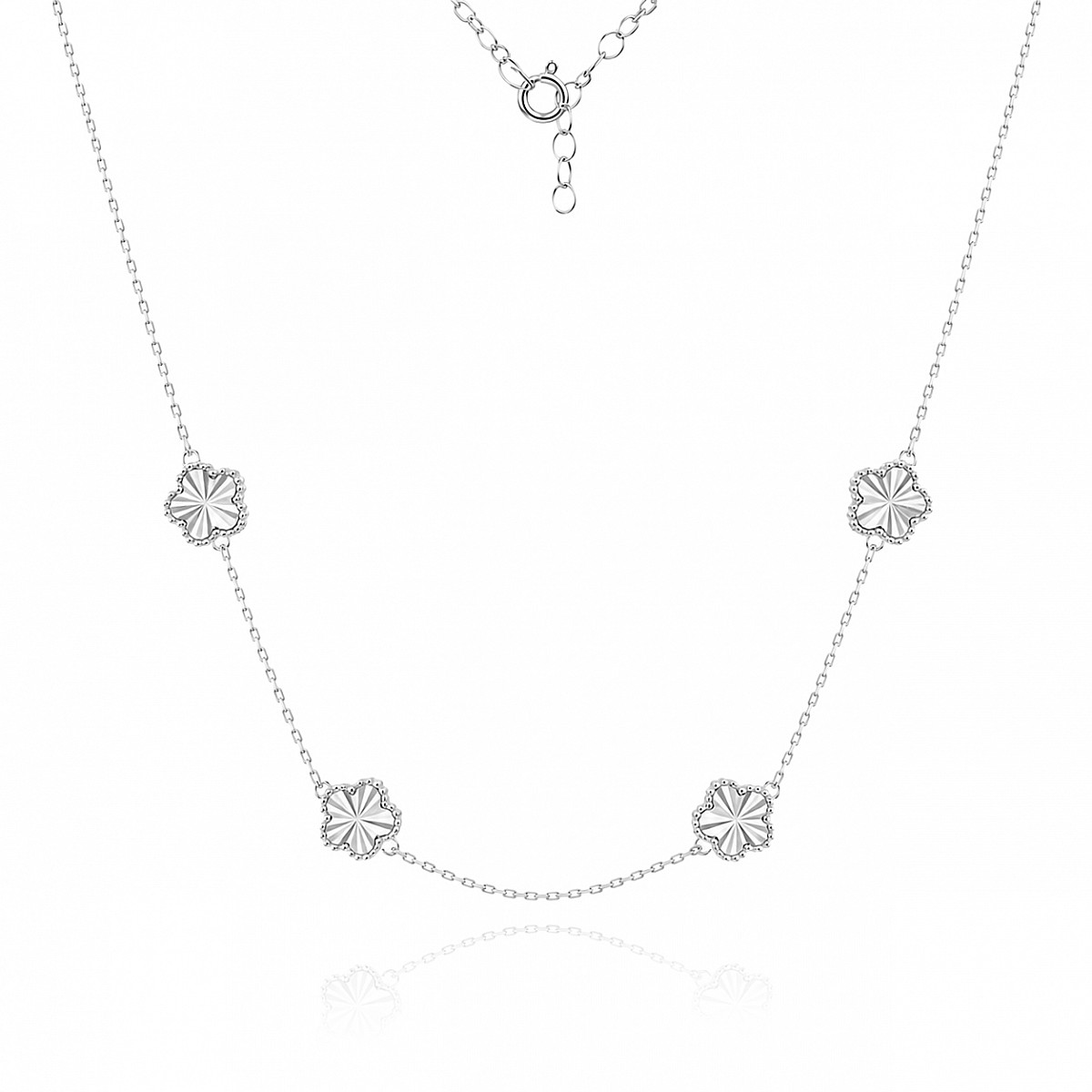 Сребърно колие Diamand Clover - КОЛИЕТА (Златни и сребърни бижута) Сребърно колие Diamand Clover от Сребро 925 с детелина и диамантиран ефект