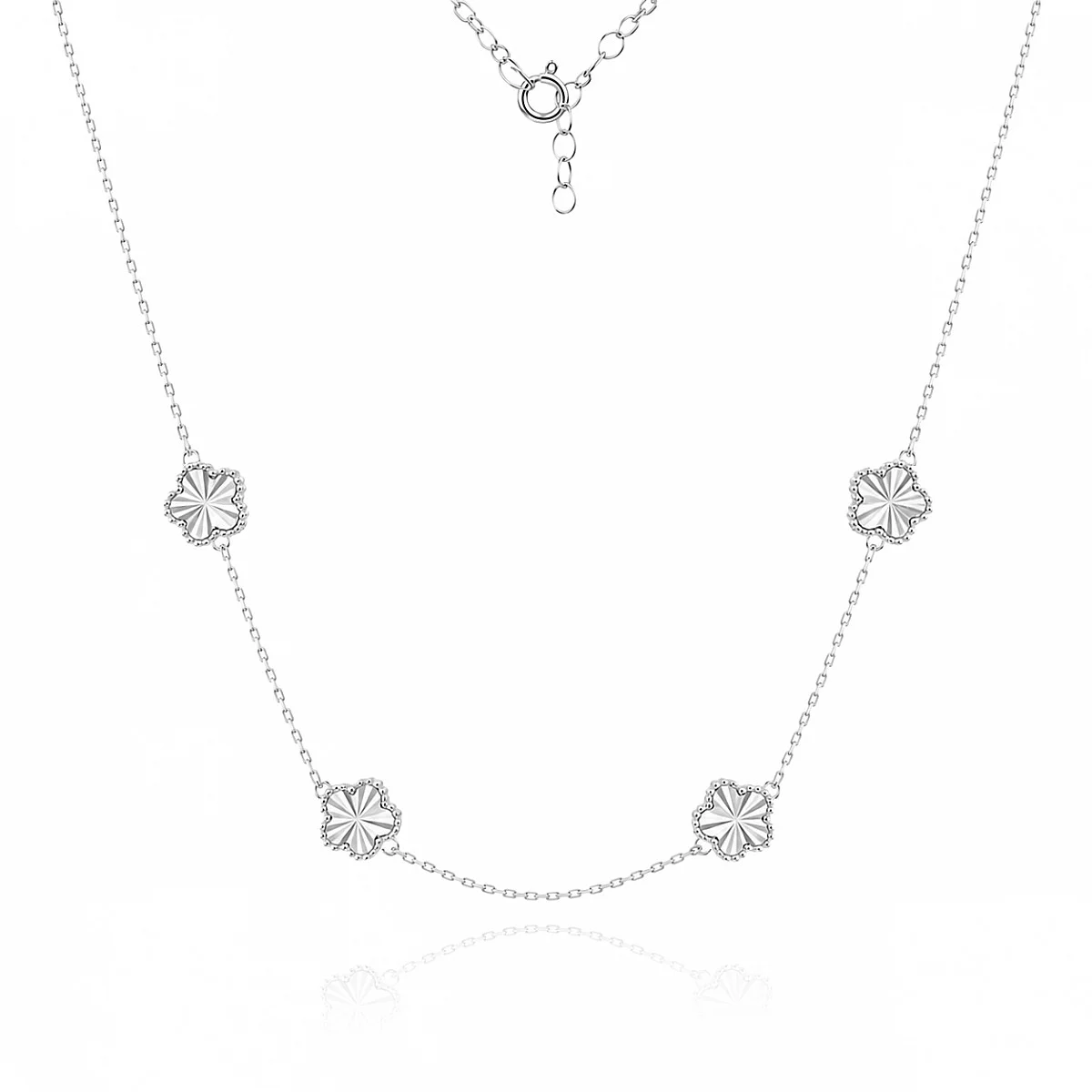 Сребърно колие Diamand Clover от Сребро 925 с детелина и диамантиран ефект