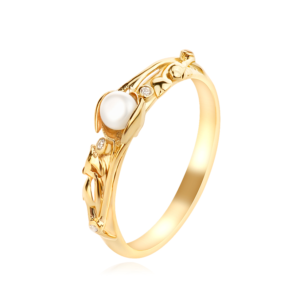 Златен пръстен Pearl Blossom