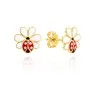Златни детски обеци Flower Ladybug