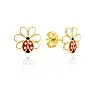 Златни детски обеци Flower Ladybug