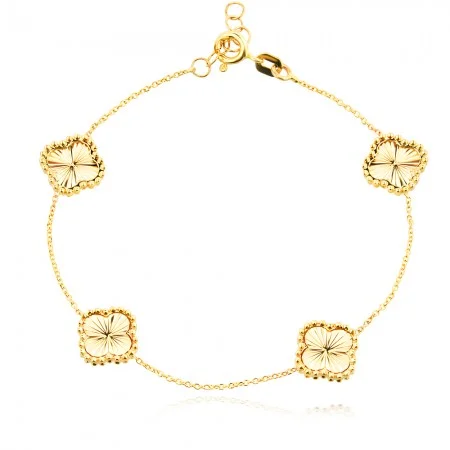 Златна Гривна Diamond Clover - Import (Златни и сребърни бижута)