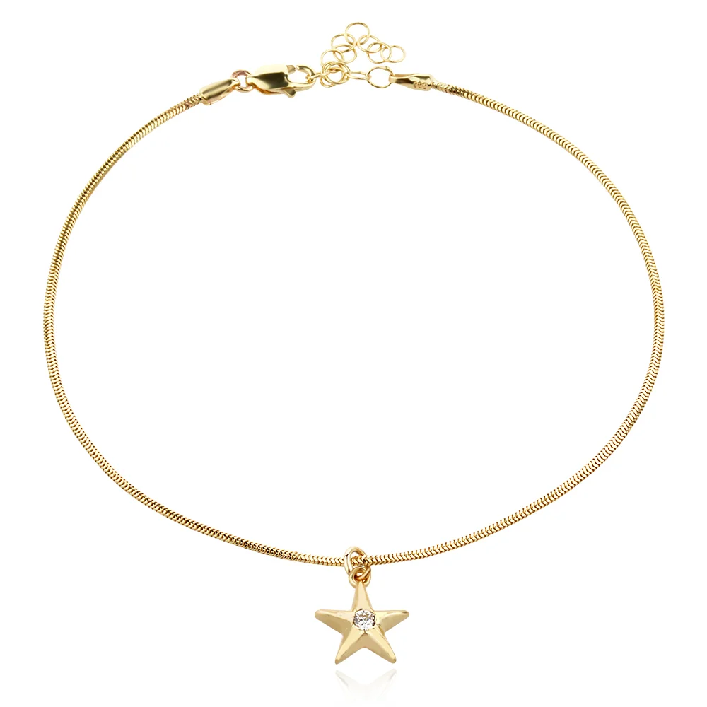 Златна гривна за крак Shiny Star - ГРИВНИ ЗА КРАК (Златни и сребърни бижута)