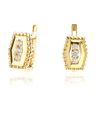 златни обеци с три камъка 