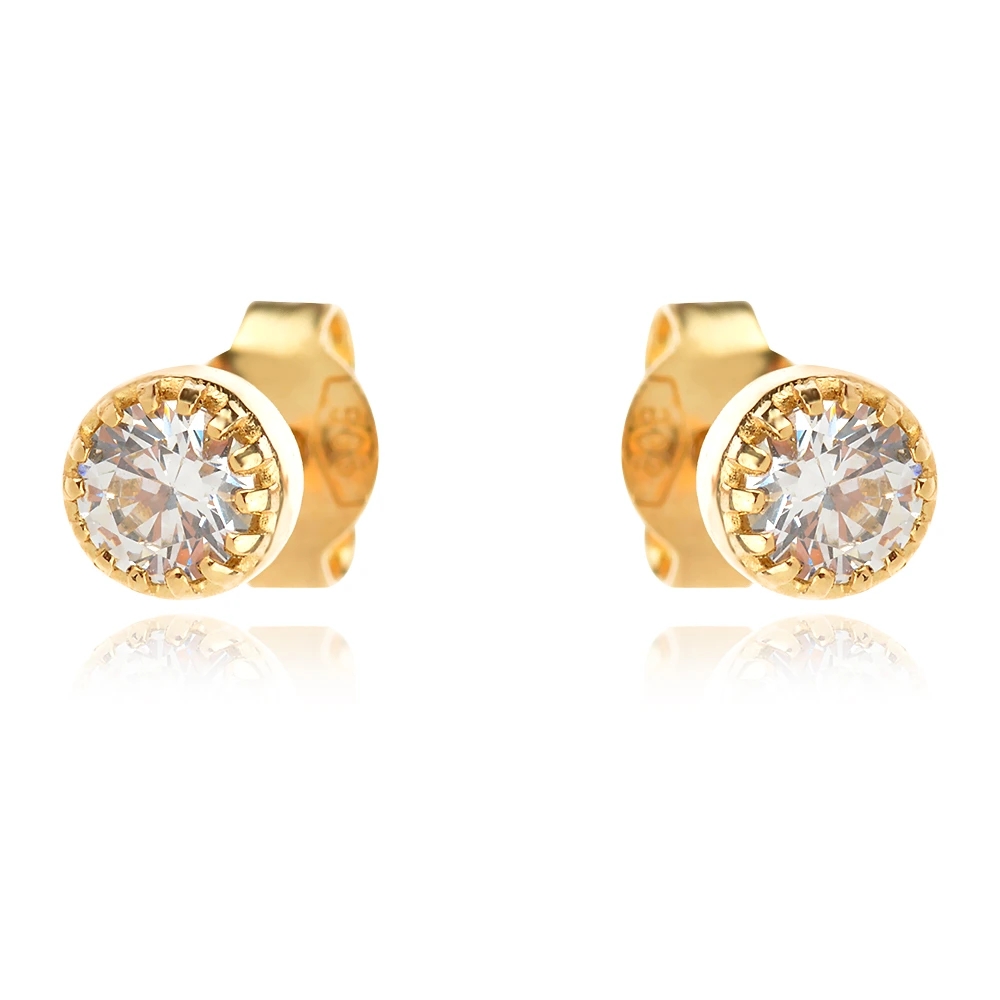 Златни обеци с камъче 