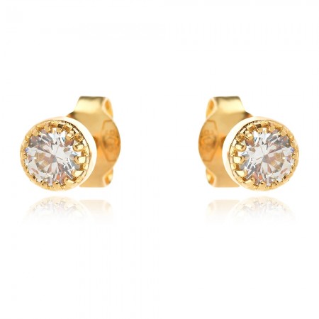 Златни обеци с камъче 