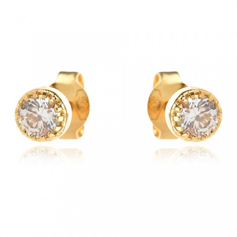 Златни обеци с камъче 