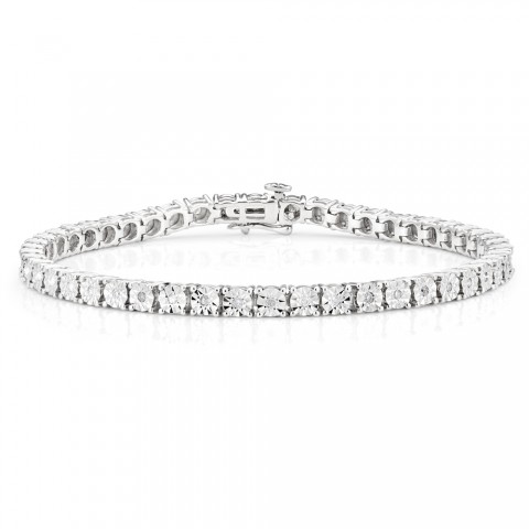 Сребърна гривна White Tennis