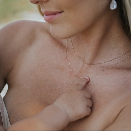 Златно колие с букви за мама