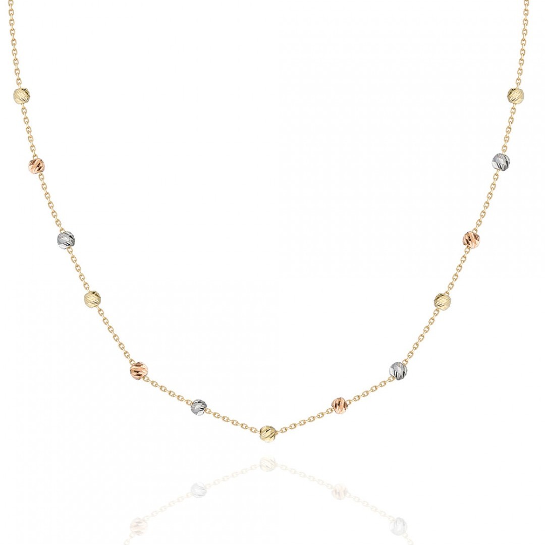 Златно колие с бляскави топчета 