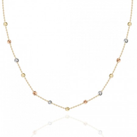 Златно колие с бляскави топчета 