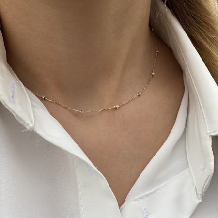 Златно колие с бляскави топчета Златно колие с бляскави топчета