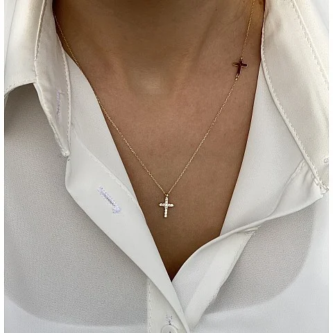 Златно колие Duo cross