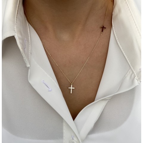Златно колие Duo cross