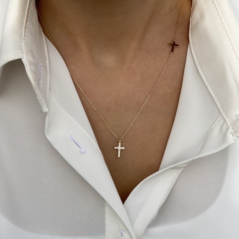Златно колие Duo cross