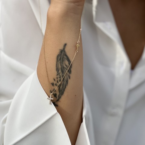 Златно колие Duo cross