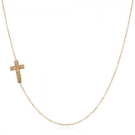 Златно колие Cross stones