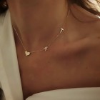 Златно колие със сърце  и букви по избор