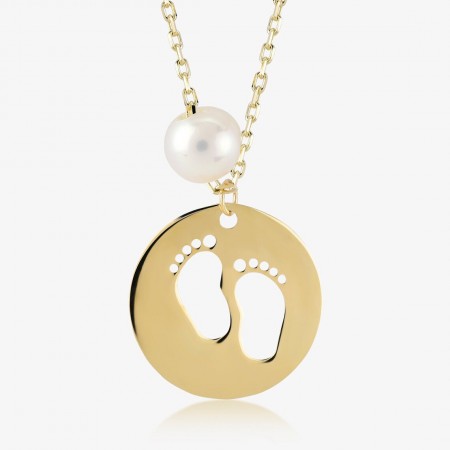 Златно колие бебешки стъпки