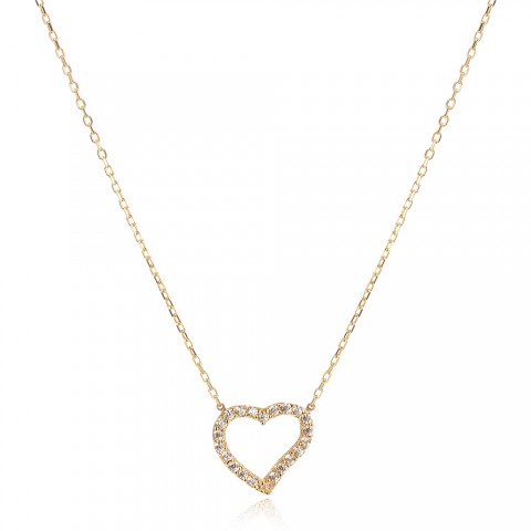 Златно колие Сърце с камъчета