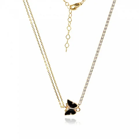 Златно колие Onyx Butterfly