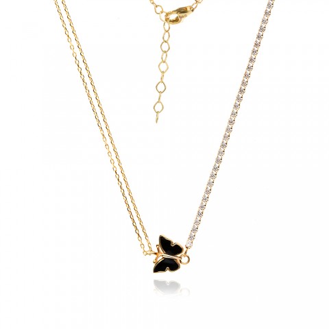 Златно колие Onyx Butterfly