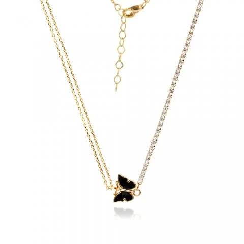 Златно колие Onyx Butterfly