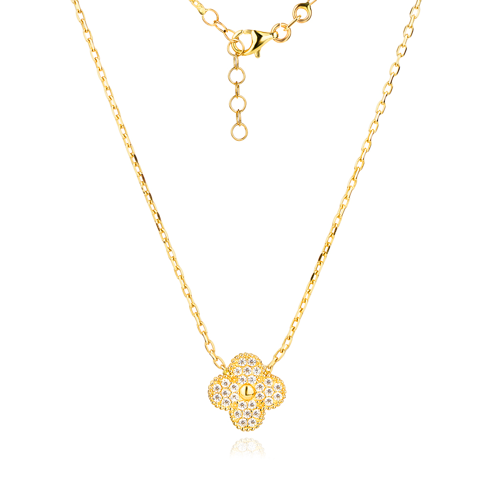 Златно колие Stones Clover