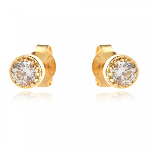 Златни обеци с камъче 