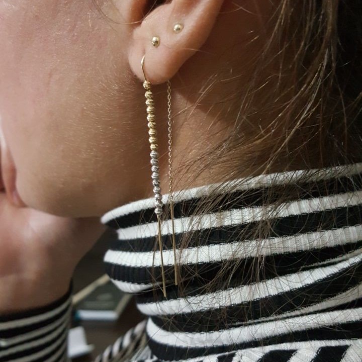 Златни обеци с Диамантирани топчета