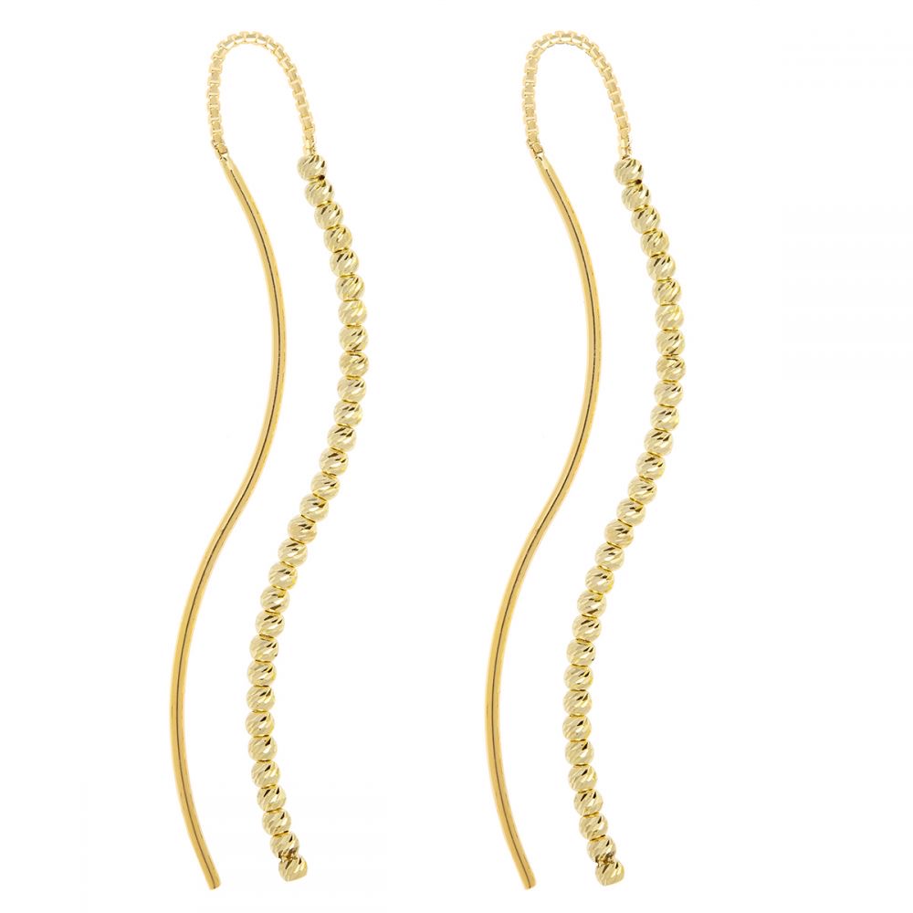 Златни обеци с Диамантирани Топчета