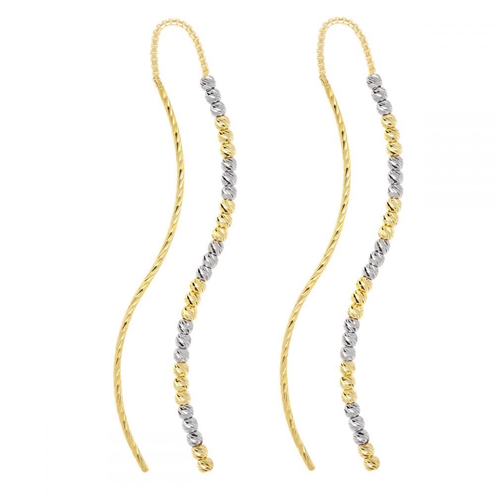 Златни обеци с Диамантирани Топчета