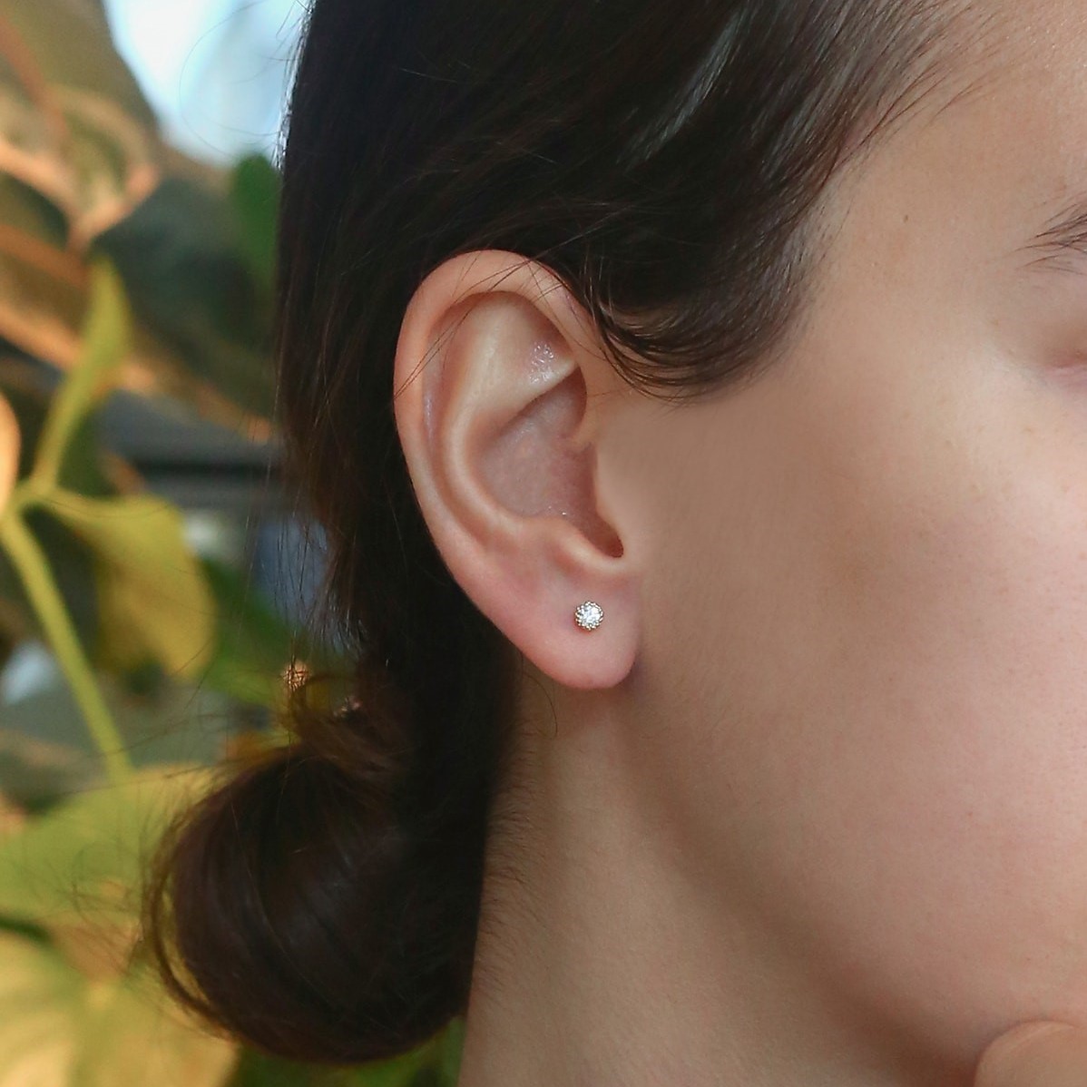 Златни обеци Flower Stone 